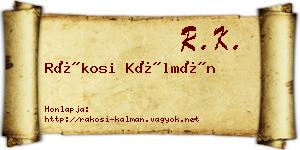 Rákosi Kálmán névjegykártya